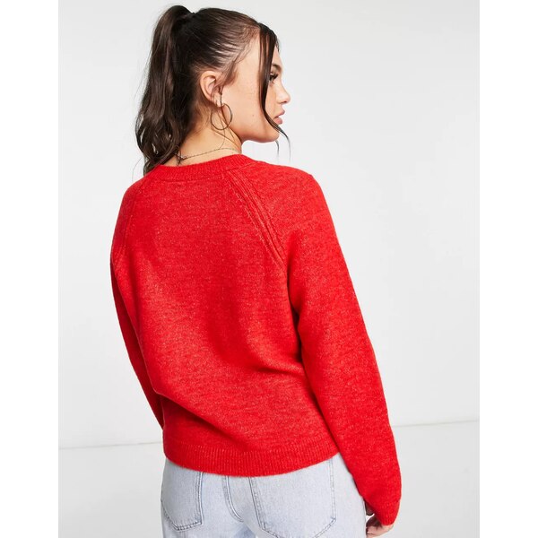 男女兼用 エイソス レディース カーディガン アウター ASOS DESIGN boxy crew neck sweater in red RED  www.medicare.co.th