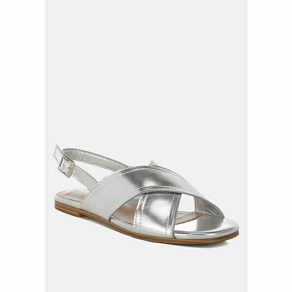 ラグ アンド コー レディース サンダル シューズ Kanon Metallic Pleather Criss-Cross Flats Silver画像