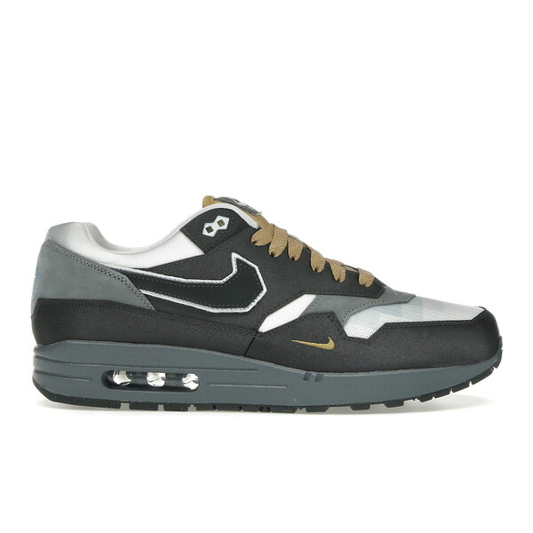 Nike ナイキ メンズ スニーカー  【Nike Air Max 1 .SWOOSH Low Poly Big Head Mode】  大いさ US_6.5(24.5糎) Dark Smoke Grey/White/Metallic Gold メンズ靴-靴