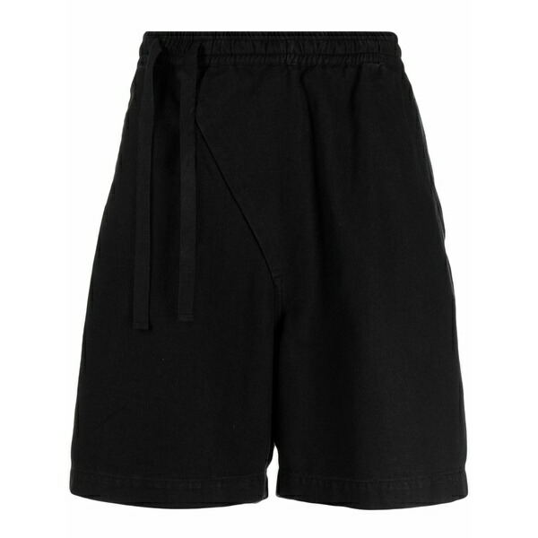 マハリシ メンズ 心地好いズボン下 ボトムス Off-centre drawstring shorts  Black