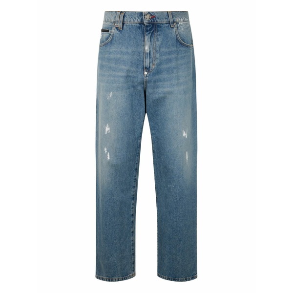 フィリッププレイン メンズ デニムパンツ ボトムス Distressed-detail jeans Blue