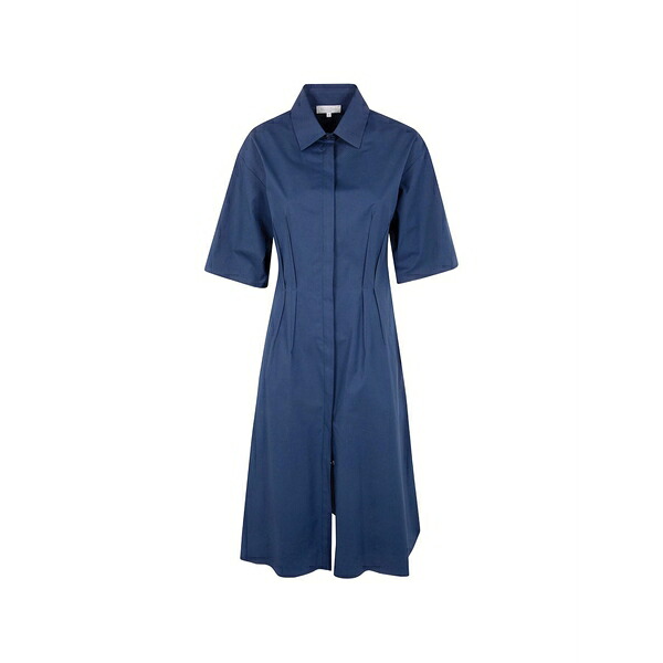 アントネリ レディース ワンピース トップス Short-sleeve button-up shirt dress Blue｜asty 66,990円