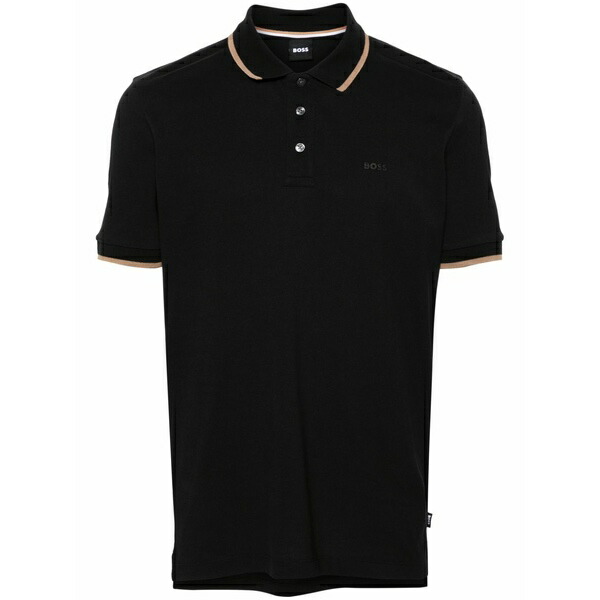 元締め メンズ スポーツシャツ トップス Logo-embroidered cotton polo shirt Black
