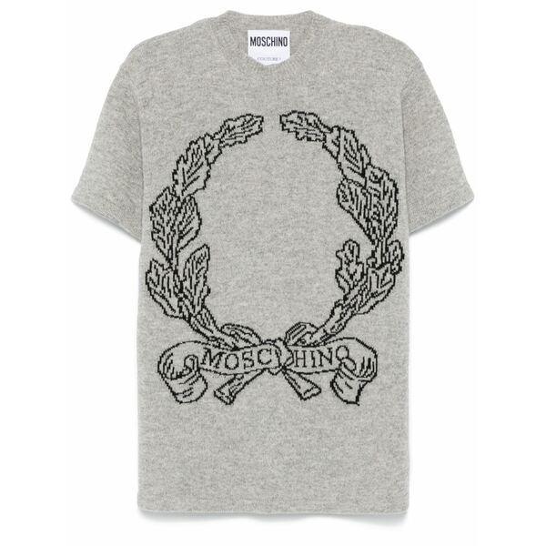 モスキーノ レディース プルオーバー トップス Logo-intarsia knitted top Grey