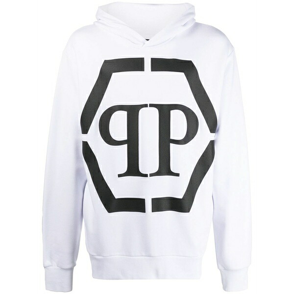 フィリップ飾り気の無い メンズ パーカー・スウェットシャツ アウター Logo-print long-sleeve hoodie  White