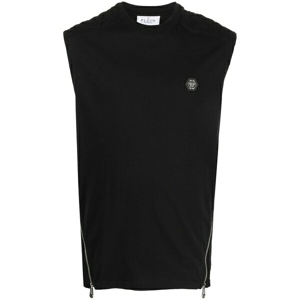 フィリップ飾り気の無い メンズ プルオーバー トップス Hexagon zip-detail quilted tank top Black