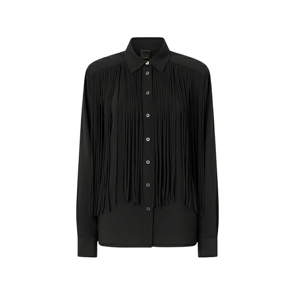ピンコ レディース シャツ トップス Texan-style fringed shirt Black