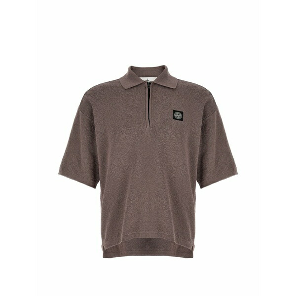 ストーンアイランド メンズ スポーツシャツ トップス Half zip logo patch polo shirt Purple