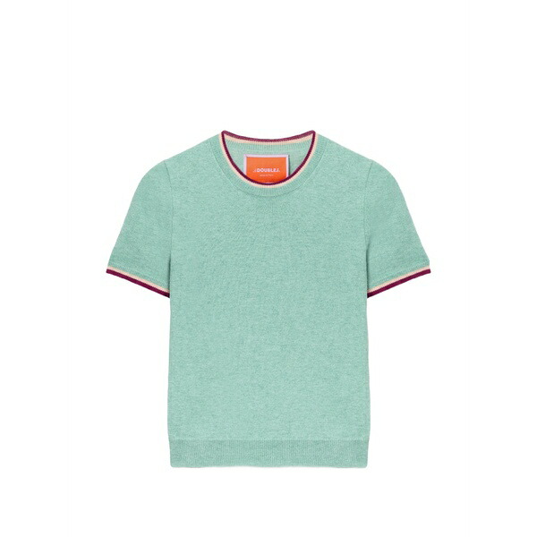ラ・ダブル・ジェイ レディース プルオーバー トップス Ribbed trim t-shirt Green
