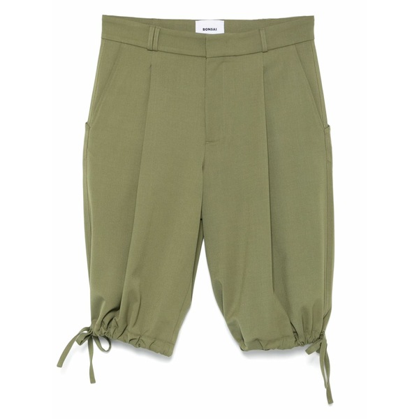 ボン犀 メンズ 心地よいズボン下 ボトムス Pleated shorts Green