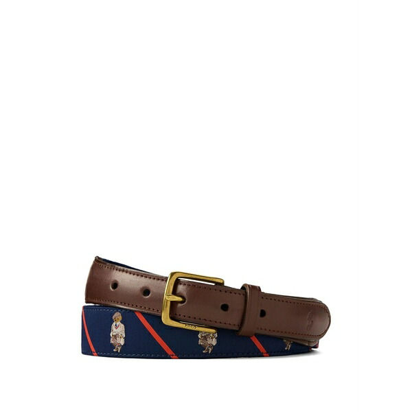 ラルフローレン メンズ 胴締め 佩び物 Polo bear ribbon-striped belt Blue