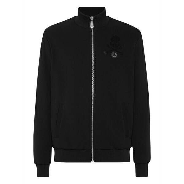 フィリッププレイン メンズ ジャケット&ブルゾン アウター Skull-embellished bomber jacket Black|asty