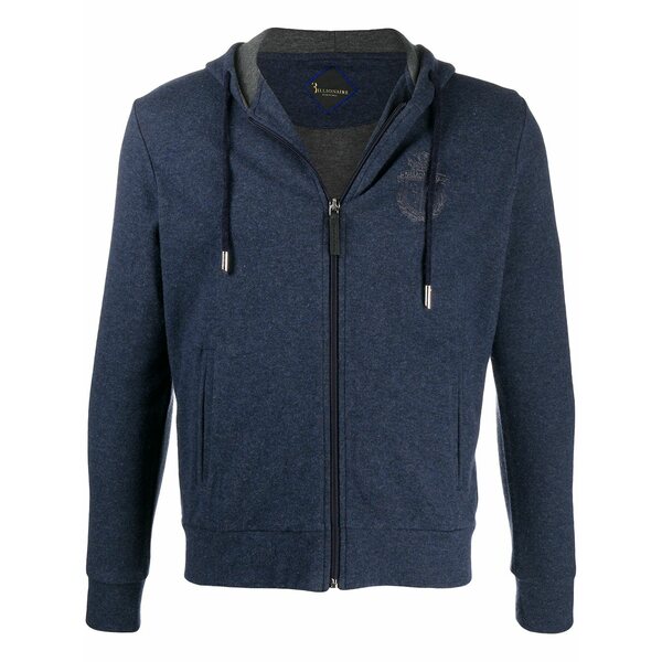 ビリオネア メンズ ジレー アウター Logo print hoodie Blue
