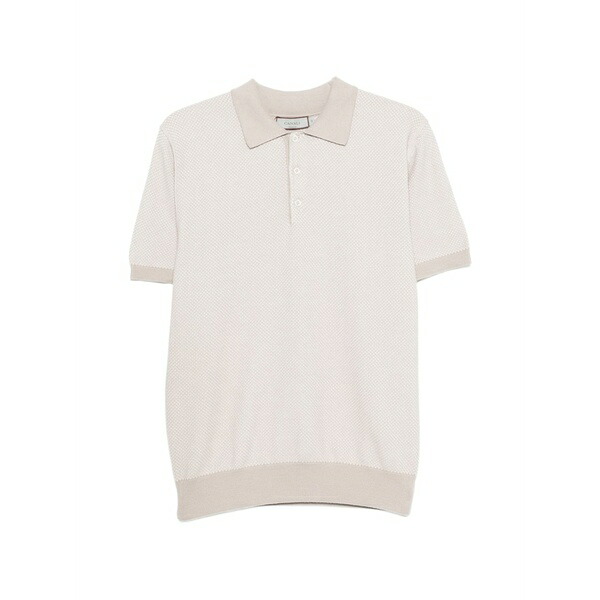 カナーリ メンズ スポーツシャツ トップス Textured-knit polo shirt Neutrals