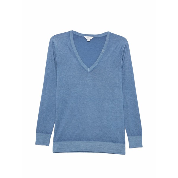 マロ レディース 編み物\u0026ティーシャツ アウター V-neck sweater  Blue