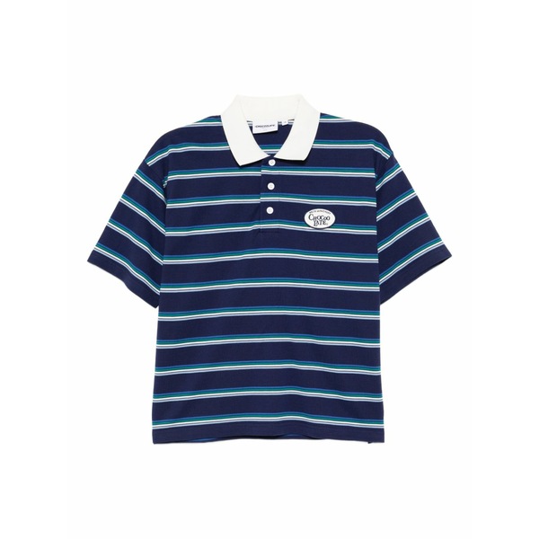 チョコレート レディース ポロシャツ トップス Striped polo shirt Blue|asty