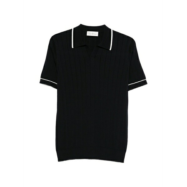 デラ・チアーナ メンズ スポーツシャツ トップス Ribbed contrast trim polo shirt Blue