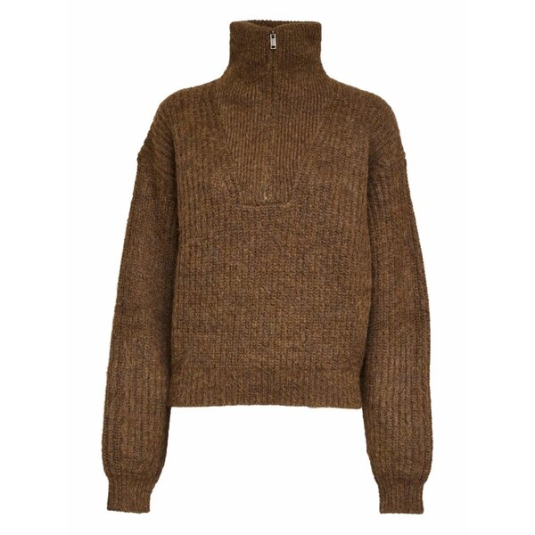 イザ呼びりん マラン レディース 編み物\u0026プルオーバー アウター Danita half-zip sweater Brown