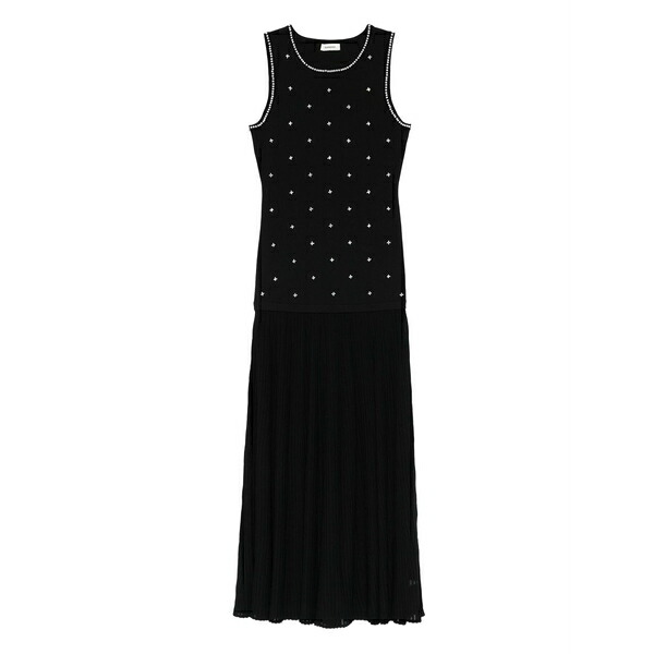 サンドロ レディース ワンピース トップス Maxi floral-embellishment knitted dress Black｜asty