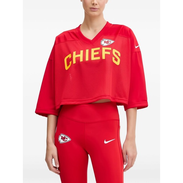 ナイキ レディース Tシャツ トップス X nfl kansas city chiefs wide receiver jersey fashion v-neck crop t-shirt Red｜asty