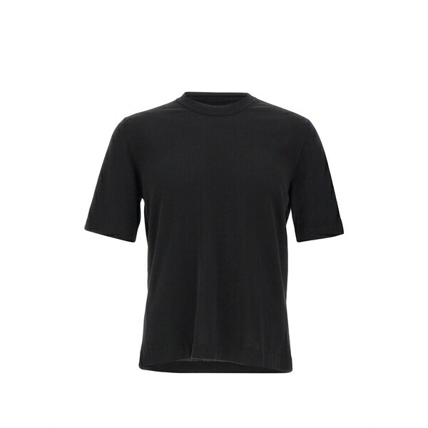 ケイウェイ メンズ Tシャツ トップス Ribbed patch cotton sweater Black｜asty