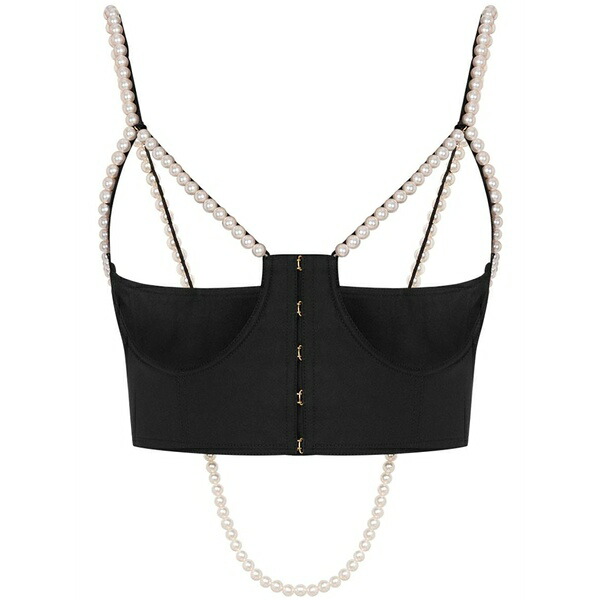 モスキーノ レディース カットソー トップス Pearl-detailing top  Black