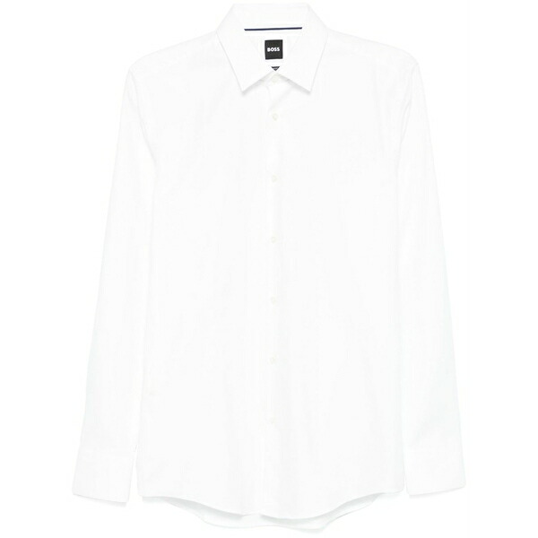 ボス メンズ シャツ トップス Interlock-weave shirt White