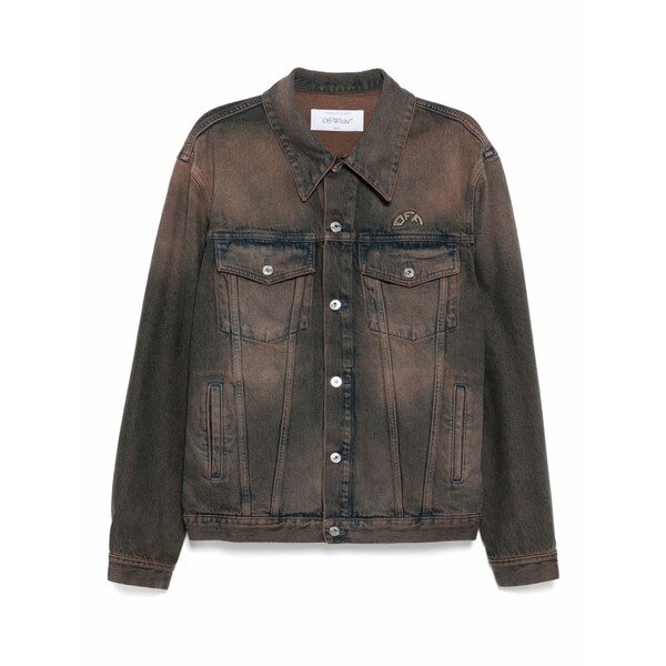 オフホワイト メンズ ジャケット&ブルゾン アウター Overdyed denim skate jacket Brown|asty