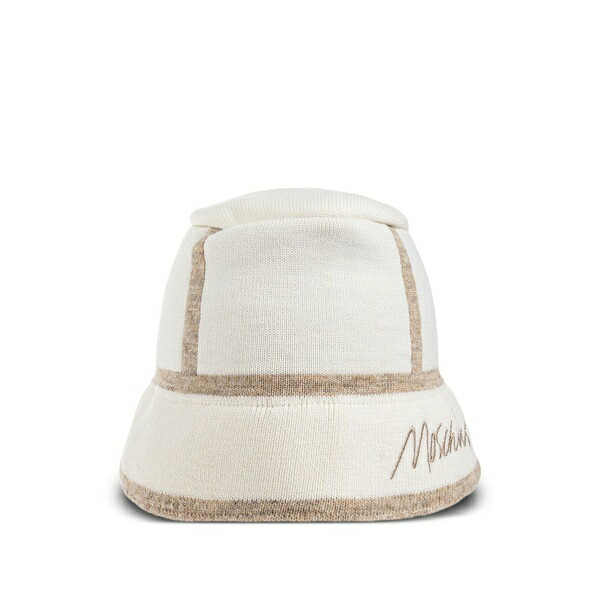 モスキーノ メンズ 帽子 アクセサリー Panelled logo bucket hat White