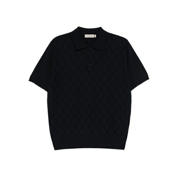 カナーリ メンズ ポロシャツ トップス Wool polo shirt Blue|asty
