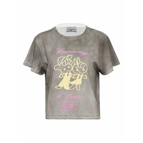 アシュリー ウィリアムズ レディース プルオーバー トップス Washed-effect graphic-print t-shirt Grey