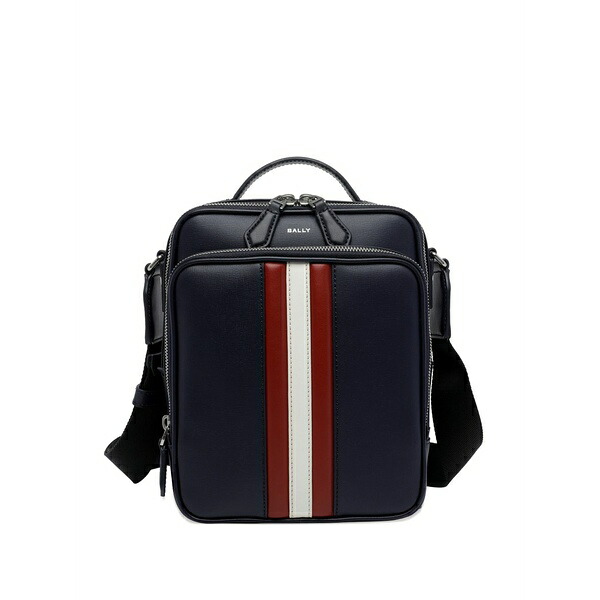 バリー メンズ ショルダーバッグ 御徒面子 Mythos striped zip leather messenger bag Blue