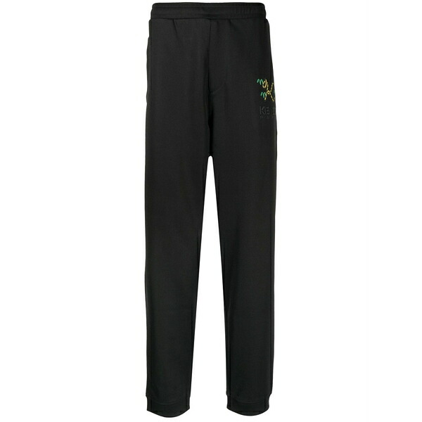 ケンゾー メンズ カジュアルパンツ ボトムス Crest logo-embroidered track pants Black｜asty