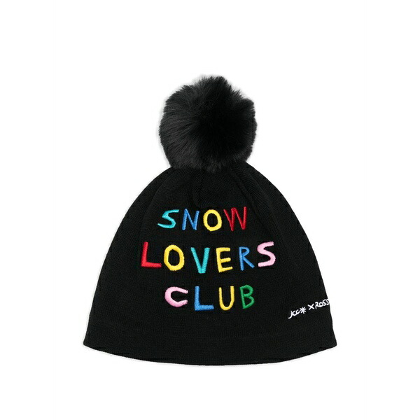 ロシニョール レディース 帽子 アクセサリー X jcc pompom-detail embroidered beanie Black|asty