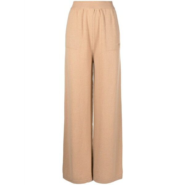 エムエスジイエム レディース カジュアルパンツ ボトムス Embroidered-logo knit trousers Brown|asty