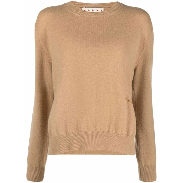 マルニ レディース 編み物\u0026スウェーター アウター Logo-embroidered cashmere jumper Neutrals