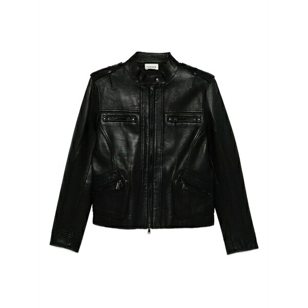 パロッシュ レディース 上衣＆上衣 アウター Zip-up leather jacket Black