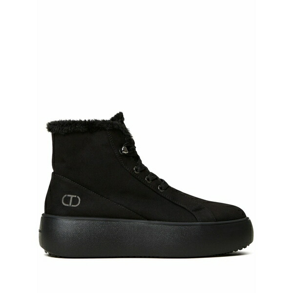 ツインセット レディース スニーカー シューズ Faux-fur lined high-top sneakers Black
