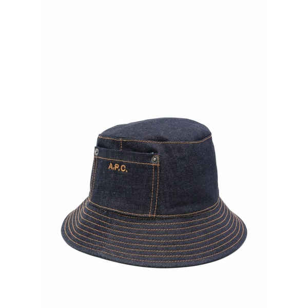 アーペーセー レディース かぶり笠 付属品 Pocket-detail denim bucket hat Blue