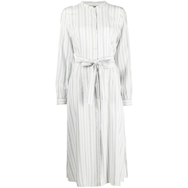 トミー ヒルフィガー レディース ワンピース トップス Striped belted dress White｜asty
