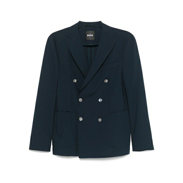 ボス メンズ ジャケット＆ブルゾン アウター Double-breasted blazer Blue｜asty