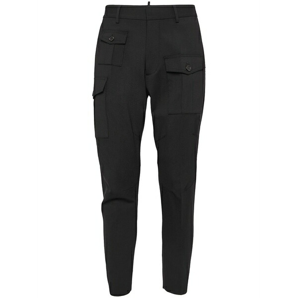 ディースクエアード メンズ カジュアルパンツ ボトムス Tapered cotton cargo trousers Black|asty