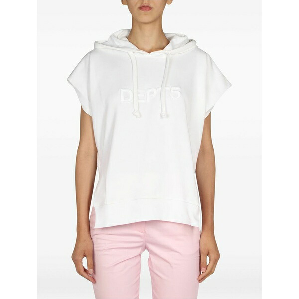 デパートメントファイブ レディース パーカー・スウェットシャツ アウター Hooded short-sleeve hoodie White