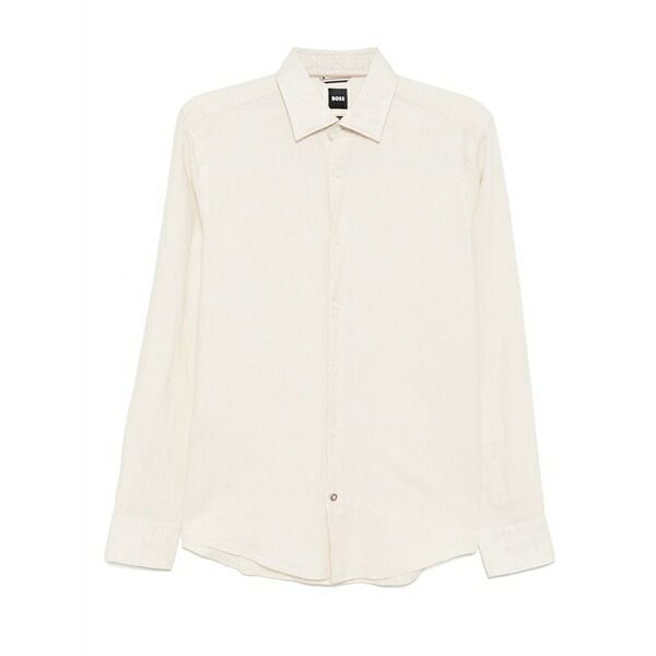 ボス メンズ シャツ トップス Linen shirt Neutrals