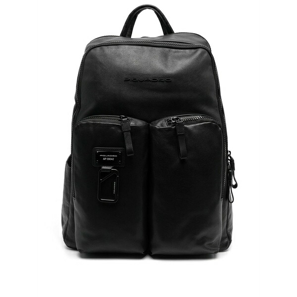 ピークアドロ  メンズ うしろ側容器に並べる・背嚢 御徒面子 Debossed-logo detail backpack Black