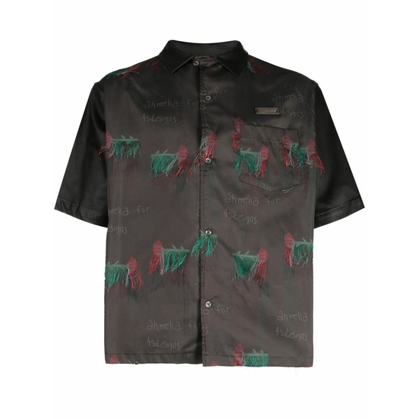 フォーエスデザインズ メンズ シャツ トップス Graphic-print short-sleeve shirt Brown｜asty