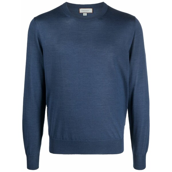 カナーリ メンズ 編み物\u0026ティーシャツ アウター Fine-knit crew-neck jumper Blue