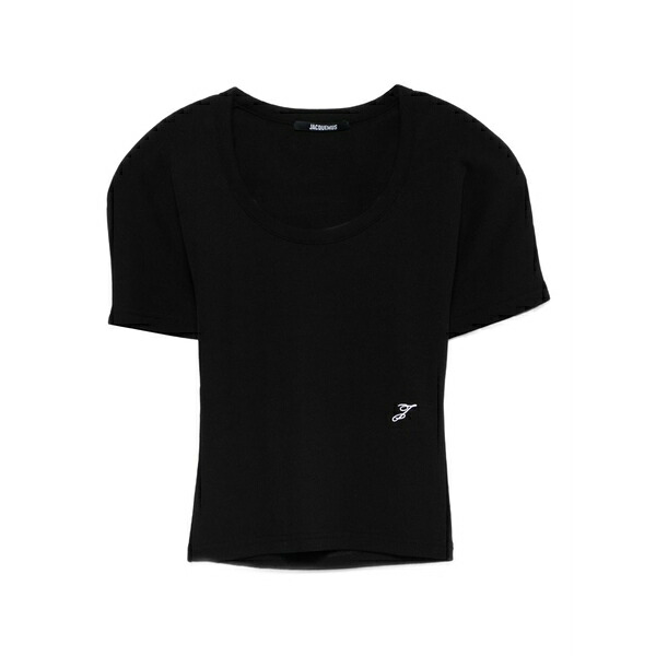 ジャクエムス レディース プルオーバー トップス The espiral scoop-neck t-shirt Black