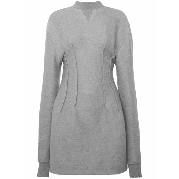 J.W.アンダーソン レディース ワンピース トップス Textured long-sleeve hourglass dress Grey｜asty