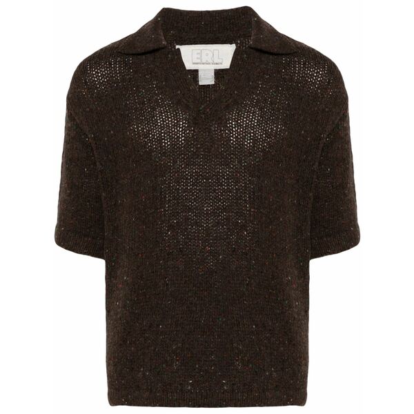 エアル メンズ ポロシャツ トップス Speckle-knit polo sweater Brown|asty